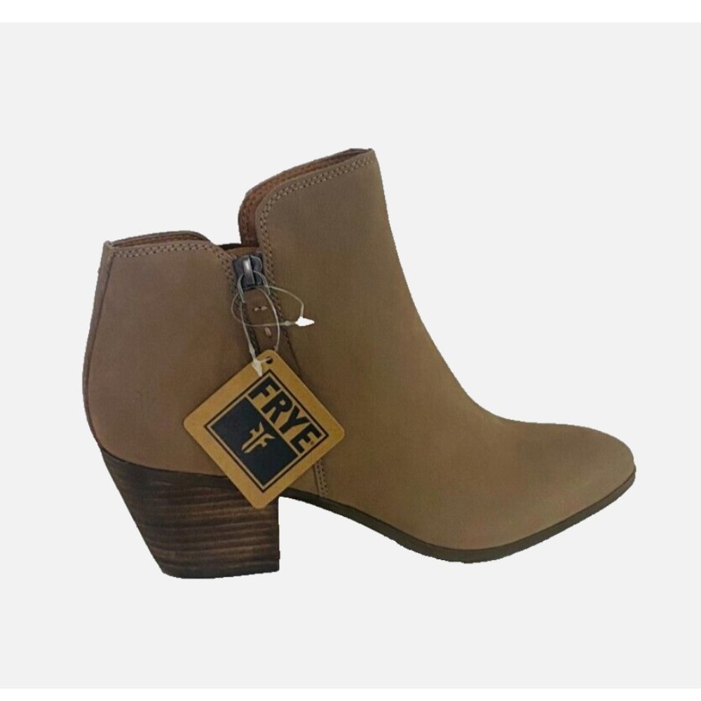 Frye Judith Ash Double Zip Suede Ankle Boots Booties Beige Tan Size 9